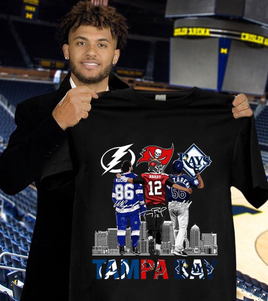 Tampa Bay City Of Champions TB Lightning TB Buccaneers TB Rays Signatures Shirt