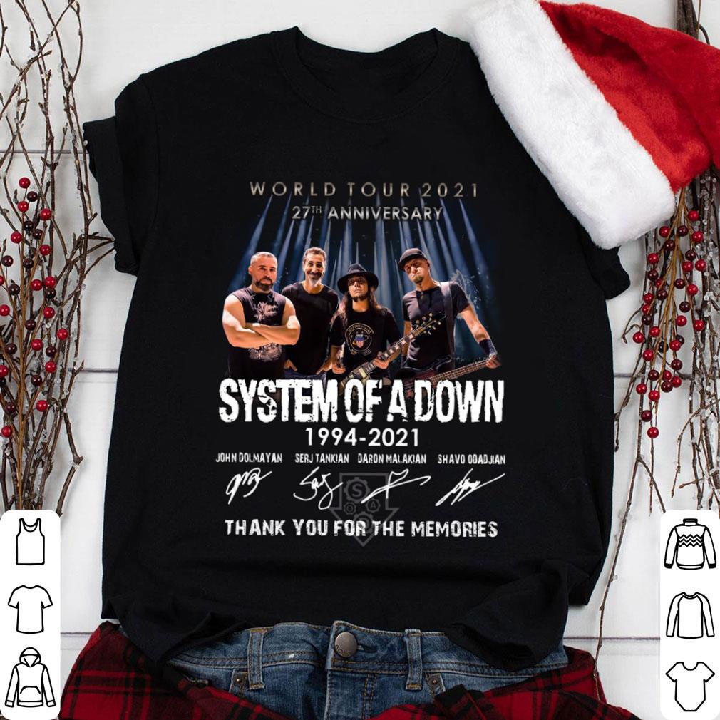 Original 27th anniversary System Of A Down 1994-2021 World Tour 2021 thank you for the memories signatures shirt, John Dolmayan, Serj Tankian, Daron Malakian, Shavo Odadjian 1 27th anniversary System Of A Down 1994-2021 World Tour 2021 thank you for the memories signatures shirt, John Dolmayan, Serj Tankian, Daron Malakian, Shavo Odadjian