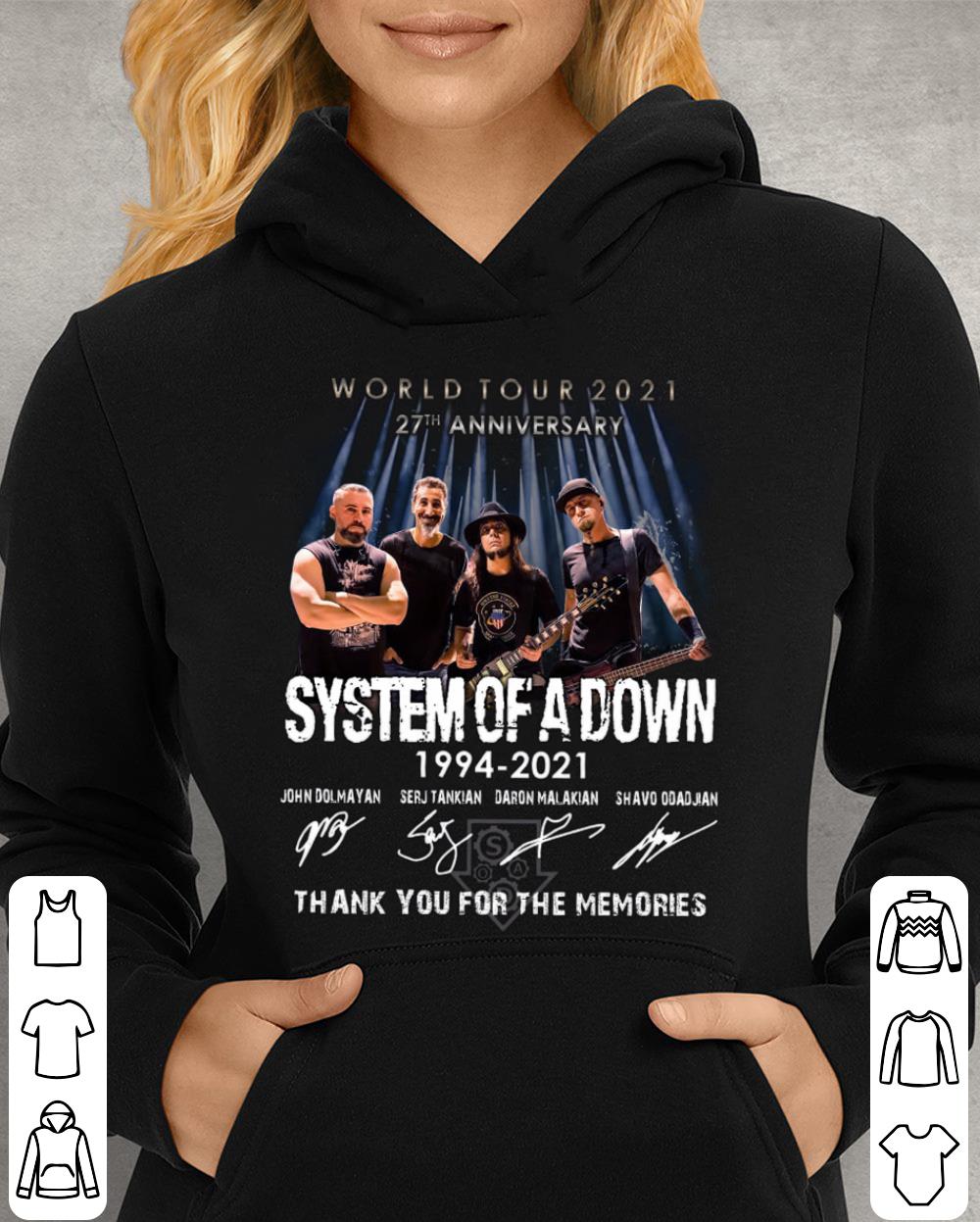 Original 27th anniversary System Of A Down 1994-2021 World Tour 2021 thank you for the memories signatures shirt, John Dolmayan, Serj Tankian, Daron Malakian, Shavo Odadjian 4 27th anniversary System Of A Down 1994-2021 World Tour 2021 thank you for the memories signatures shirt, John Dolmayan, Serj Tankian, Daron Malakian, Shavo Odadjian