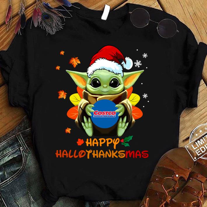 Official Baby Yoda Mashup Costco Happy HalloThanksMas Shirt, Halloween, Thanksgiving, Christmas
