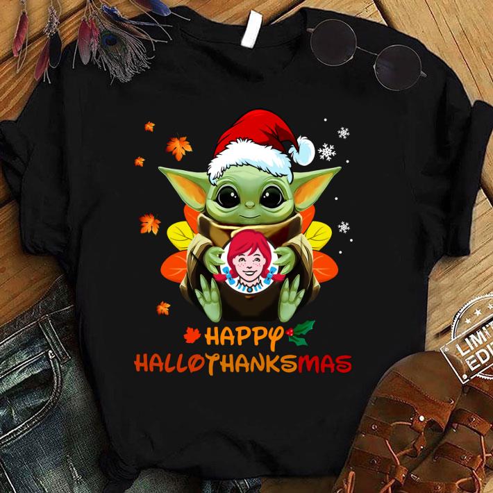 Best Baby Yoda Mashup Wendy's Happy HalloThanksMas Shirt, Halloween, Thanksgiving, Christmas