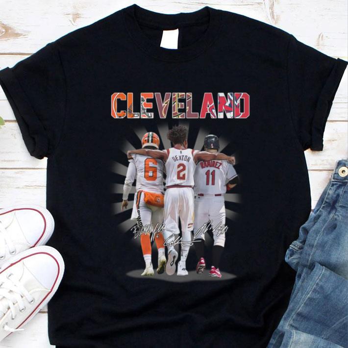 Awesome Cleveland Sports Teams Cleveland Browns Cleveland Cavaliers Cleveland Indians Signatures Shirt