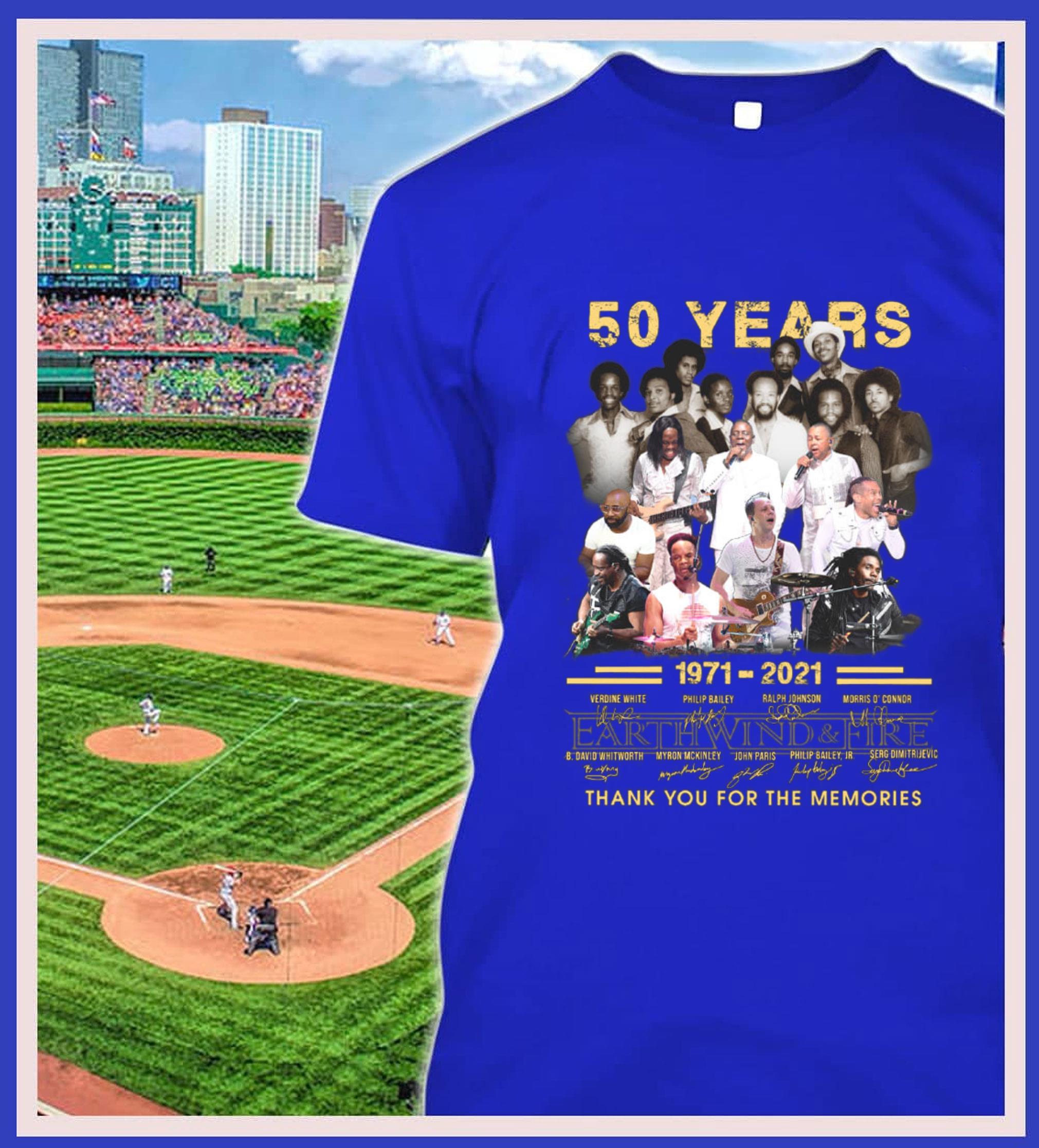 Funny Earth Wind & Fire EWF 50 years 1971-2021 thank you for the memories signatures shirt 2 Earth Wind & Fire EWF 50 years 1971-2021 thank you for the memories signatures shirt
