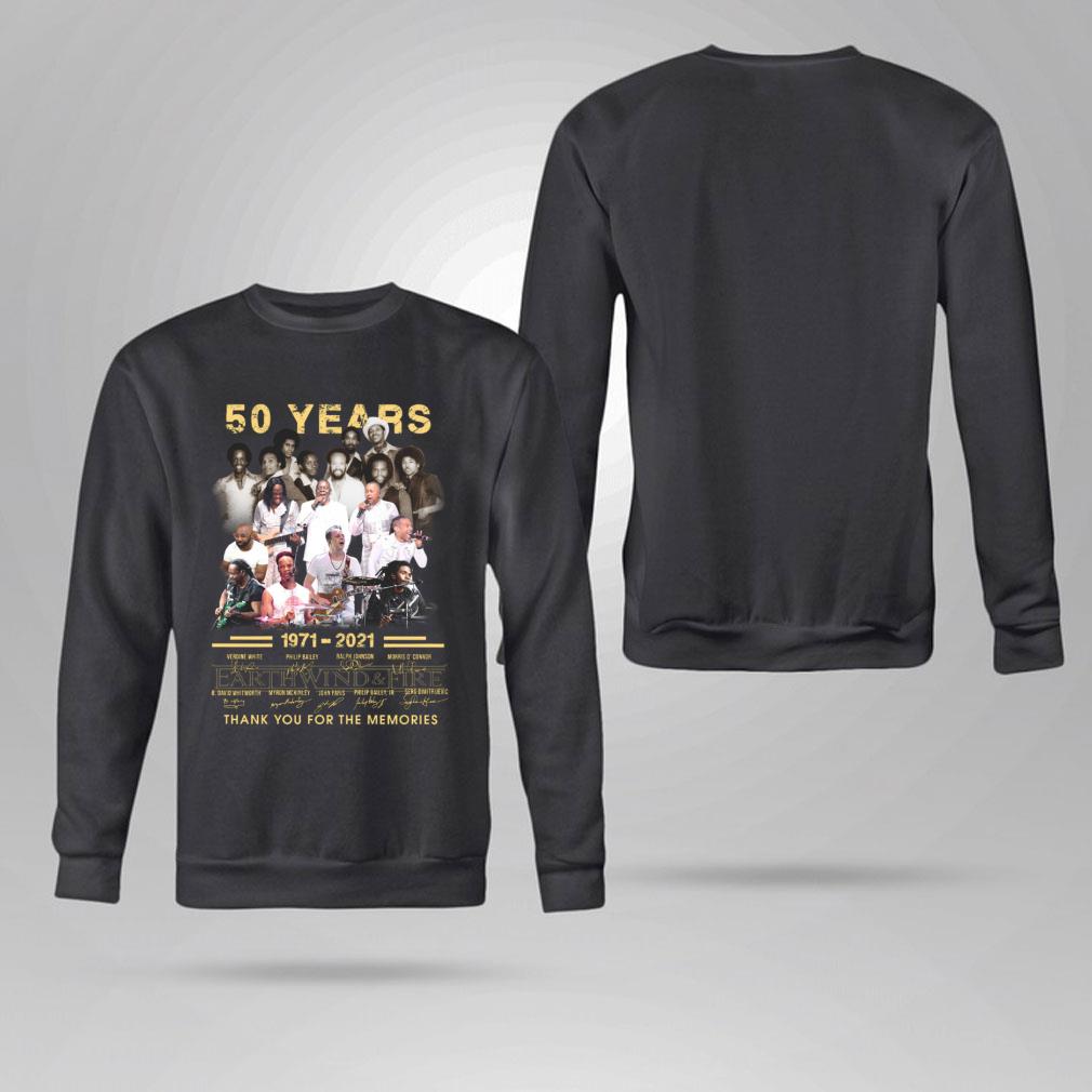 Funny Earth Wind & Fire EWF 50 years 1971-2021 thank you for the memories signatures shirt 4 Earth Wind & Fire EWF 50 years 1971-2021 thank you for the memories signatures shirt