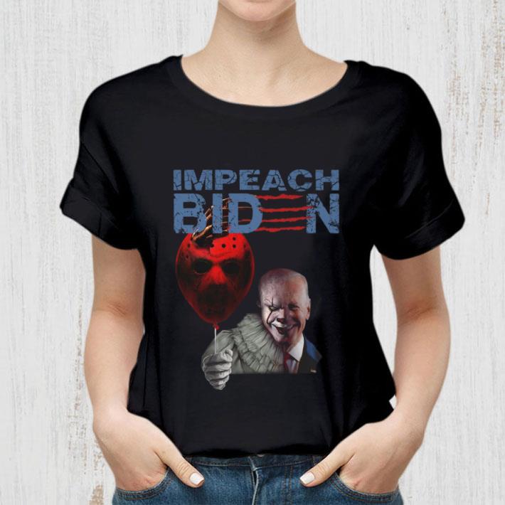 Funny Impeach Joe Biden Pennywise hold Jason Voorhees Balloon Shirt 2 Impeach Joe Biden Pennywise hold Jason Voorhees Balloon Shirt