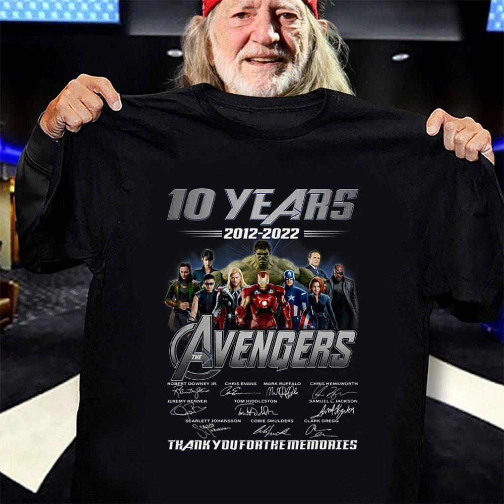 Funny Marvel The Avengers 10 years 2012-2022 Thank You For The Memories Signatures Shirt 3 Marvel The Avengers 10 years 2012-2022 Thank You For The Memories Signatures Shirt