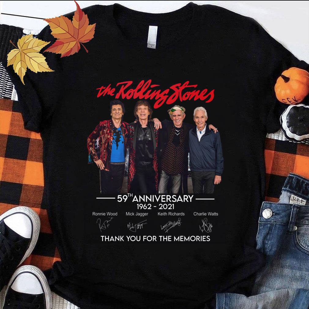 Awesome Rest In Peace Charlie Watts The Rolling Stones band 59th anniversary 1962-2021 signatures shirt