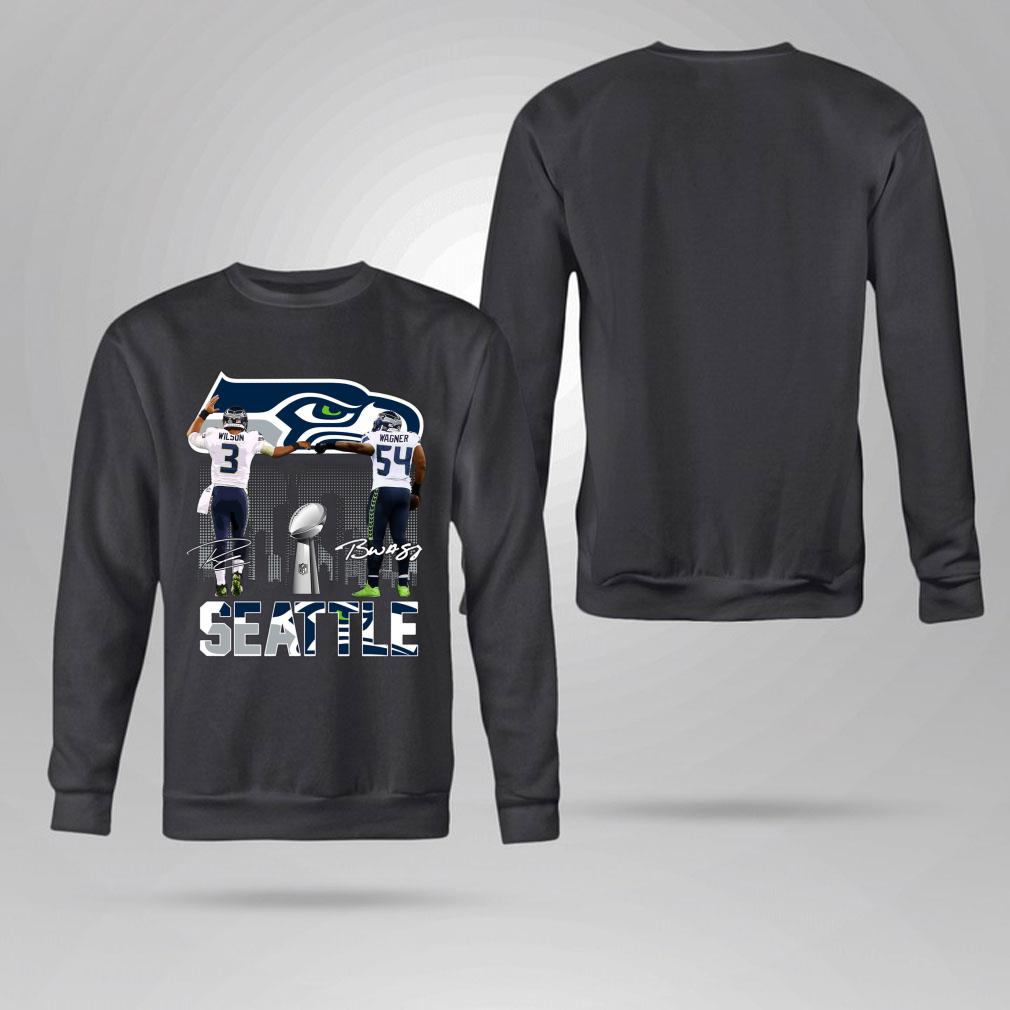 Premium Seattle Seahawks Russell Wilson Bobby Wagner Signatures Shirt 4 Seattle Seahawks Russell Wilson Bobby Wagner Signatures Shirt