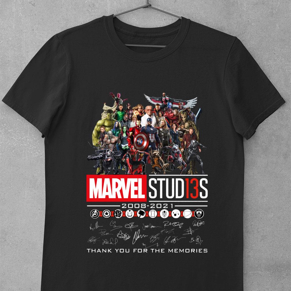 Best Stan Lee Avengers Marvel Stud13s 13th anniversary 2008-2021 signatures thank memories shirt 1 Stan Lee Avengers Marvel Stud13s 13th anniversary 2008-2021 signatures thank memories shirt