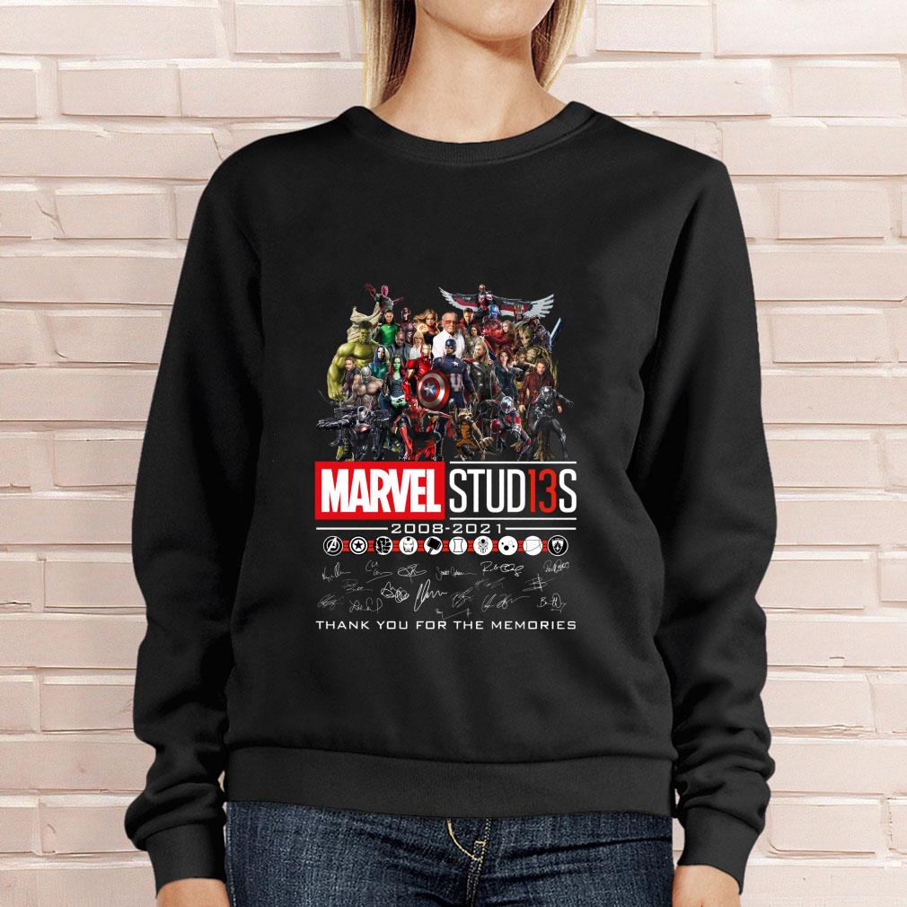 Best Stan Lee Avengers Marvel Stud13s 13th anniversary 2008-2021 signatures thank memories shirt 4 Stan Lee Avengers Marvel Stud13s 13th anniversary 2008-2021 signatures thank memories shirt