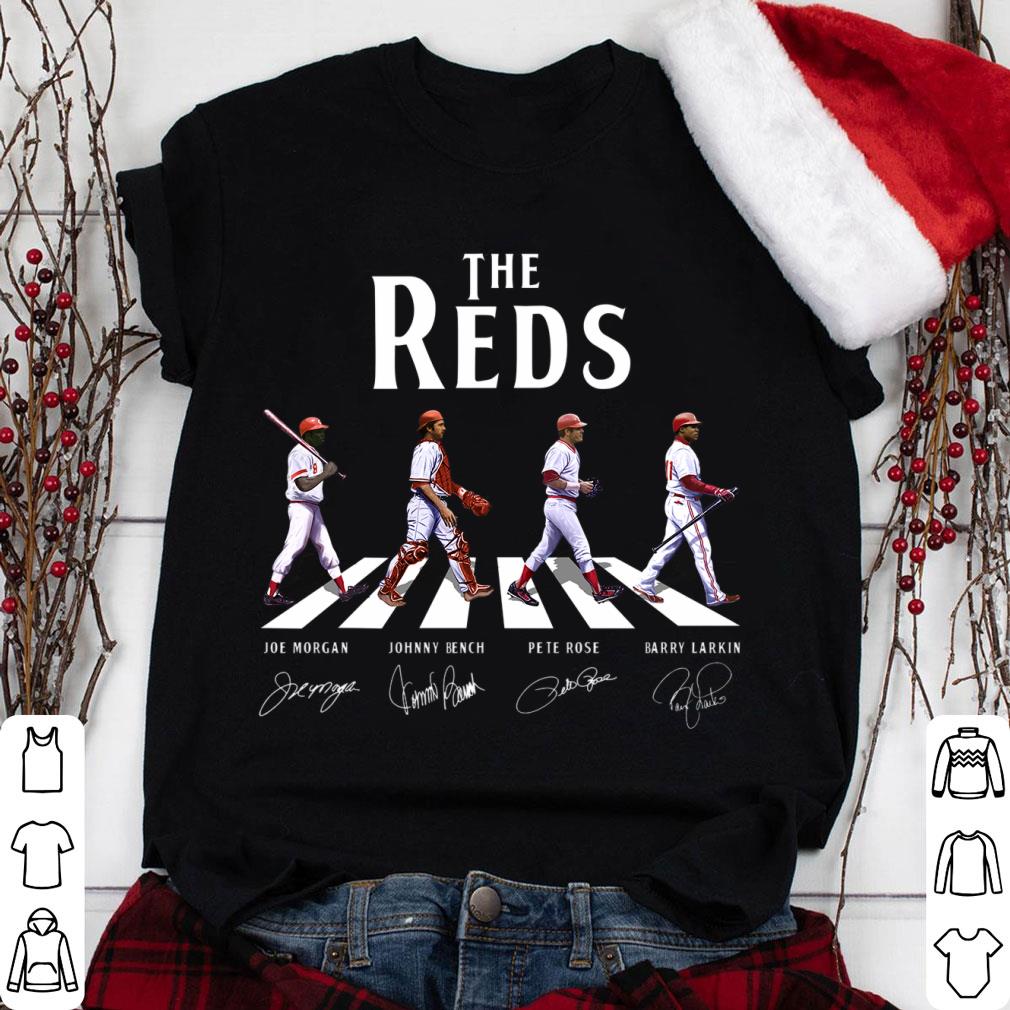Official The Reds Abbey Road Cincinnati Reds Signatures Shirt, Joe Morgan, Johnny Bench, Pete Rose, Barry Larkin