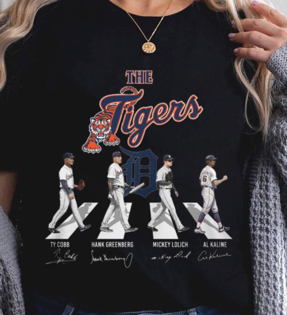 Official The Tigers Abbey Road Detroit Tigers Signatures Shirt, Ty Cobb, Hank Greenberg, Mickey Lolich, Al Kaline 2 The Tigers Abbey Road Detroit Tigers Signatures Shirt, Ty Cobb, Hank Greenberg, Mickey Lolich, Al Kaline