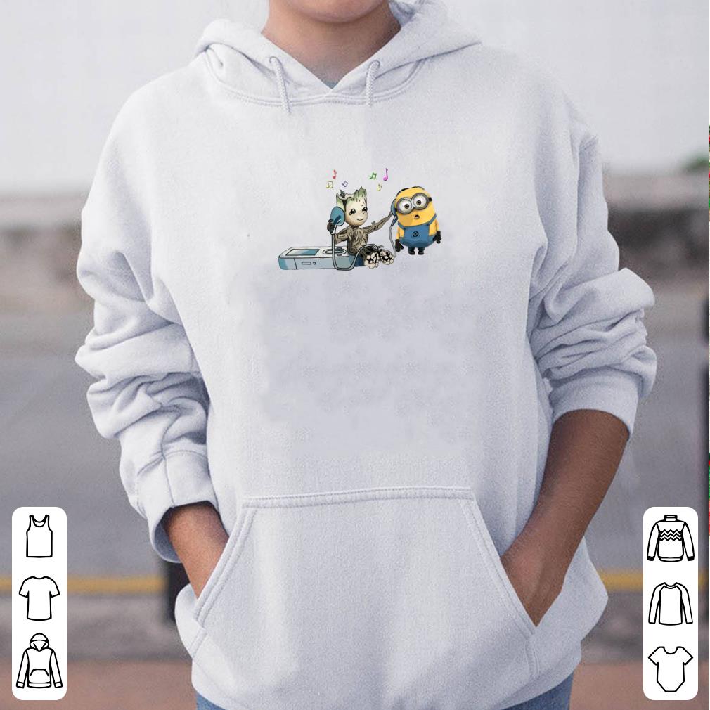 Baby Groot and Minion listening to music shirt 4 - Baby Groot and Minion listening to music shirt