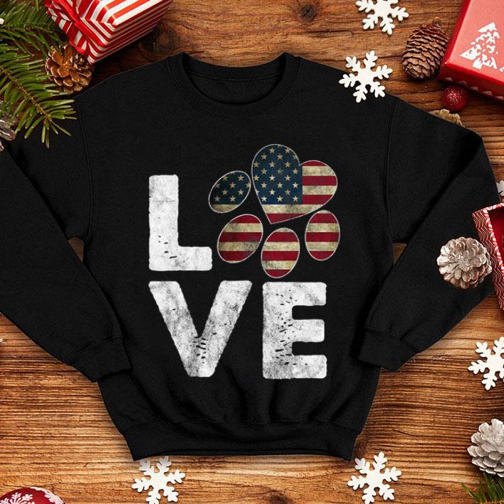 Premium Patriotic American Flag Love Paw Print Dog Owner Tee Shirt 4 - Premium Patriotic American Flag Love Paw Print Dog Owner Tee Shirt
