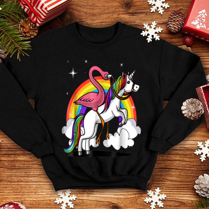 Flamingo Pink Bird Riding Unicorn Rainbow shirt 4 - Flamingo Pink Bird Riding Unicorn Rainbow shirt