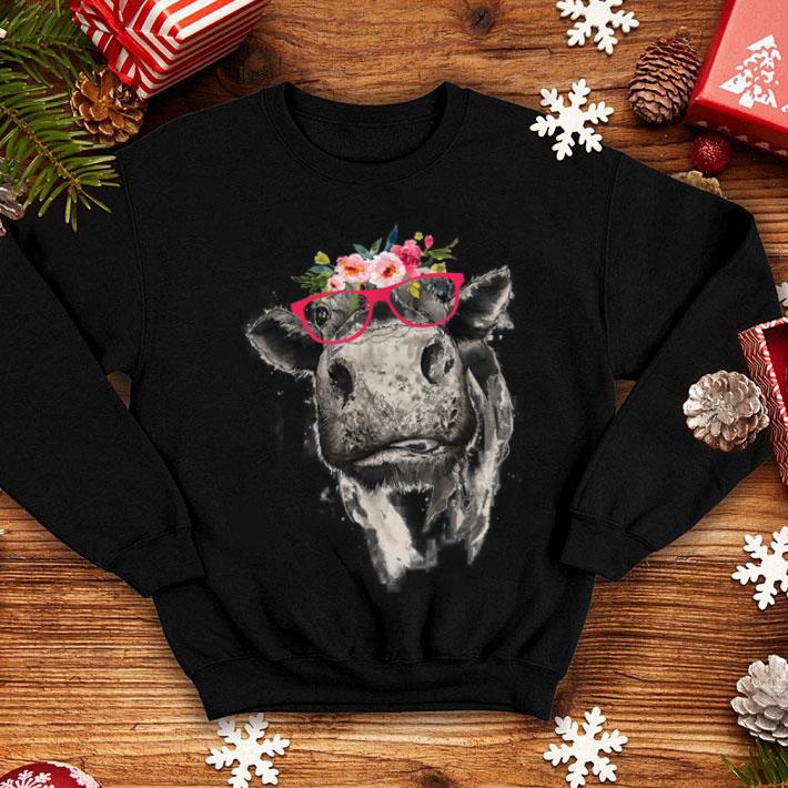 Hipster Cow With Cute Glasses And Summer Flowers shirt 4 - Hipster Cow With Cute Glasses And Summer Flowers shirt