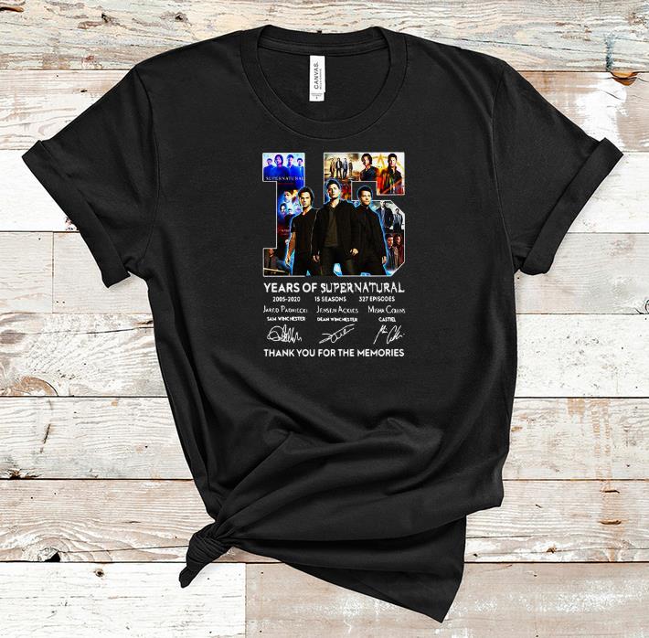 Nice 15 Years Of Supernatural Thank For The Memories Signature shirt 1 - Nice 15 Years Of Supernatural Thank For The Memories Signature shirt