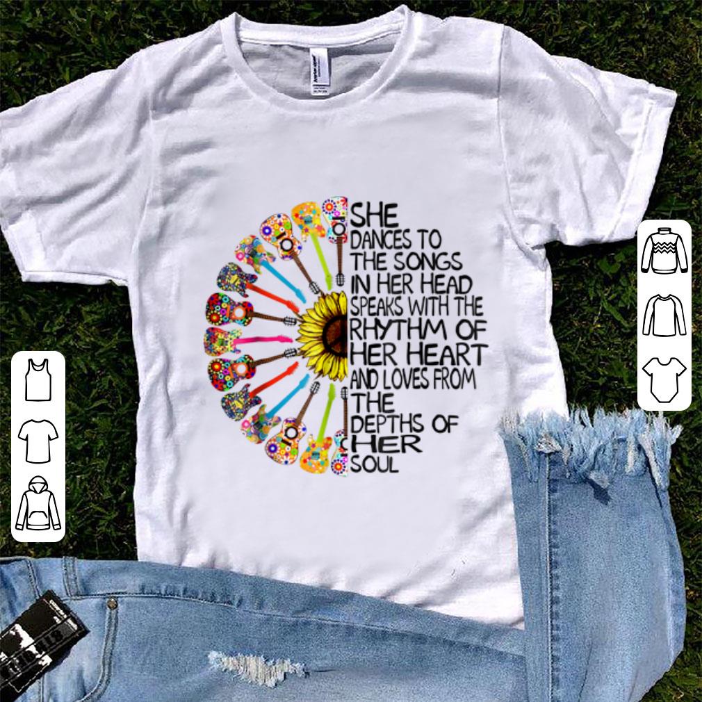 Original She Dance To The Song In Her Head Speaks With The Rhythm Of Heart Heart Guitar Hippie Sunflower shirt 1 - Original She Dance To The Song In Her Head Speaks With The Rhythm Of Heart Heart Guitar Hippie Sunflower shirt