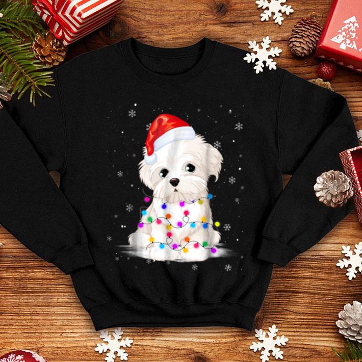 Official Maltese With Christmas Lights Santa Hat Gift shirt 4 - Official Maltese With Christmas Lights Santa Hat Gift shirt