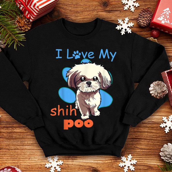 Official I Love My Shih Poo Best Dog Lover Paw Print Christmas shirt 4 - Official I Love My Shih Poo Best Dog Lover Paw Print Christmas shirt