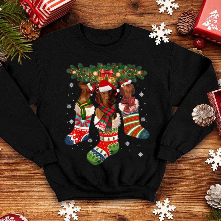 Official Three Vizsla In Sock Christmas Santa Hat X-mas Dog Lover shirt Official Three Vizsla In Sock Christmas Santa Hat X mas Dog Lover shirt 4 - Official Three Vizsla In Sock Christmas Santa Hat X-mas Dog Lover shirt