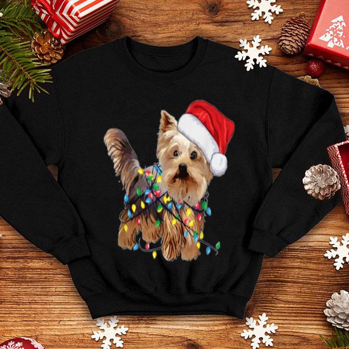 Top Yorkie Tree Christmas Santa Hat Light Xmas Tree Gift shirt 4 - Top Yorkie Tree Christmas Santa Hat Light Xmas Tree Gift shirt