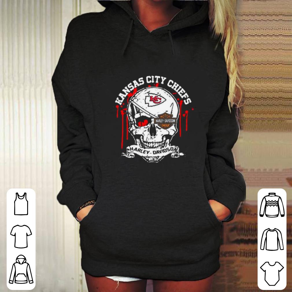 Cool Kansas City Chiefs Motor Harley Davidson Cycles skull shirt 4 - Cool Kansas City Chiefs Motor Harley Davidson Cycles skull shirt