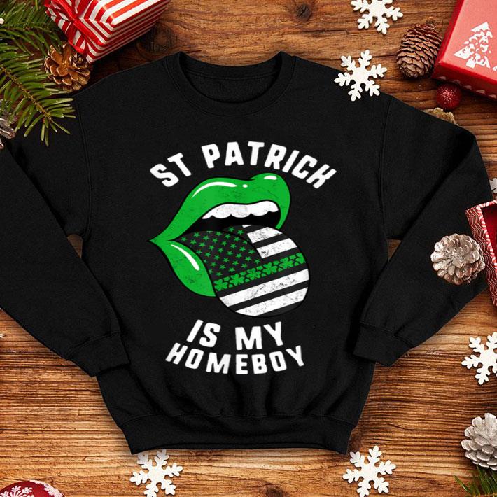 Pretty St Patrick Is My Homeboy Green Lips Usa Flag Shamrock Day shirt 4 - Pretty St Patrick Is My Homeboy Green Lips Usa Flag Shamrock Day shirt