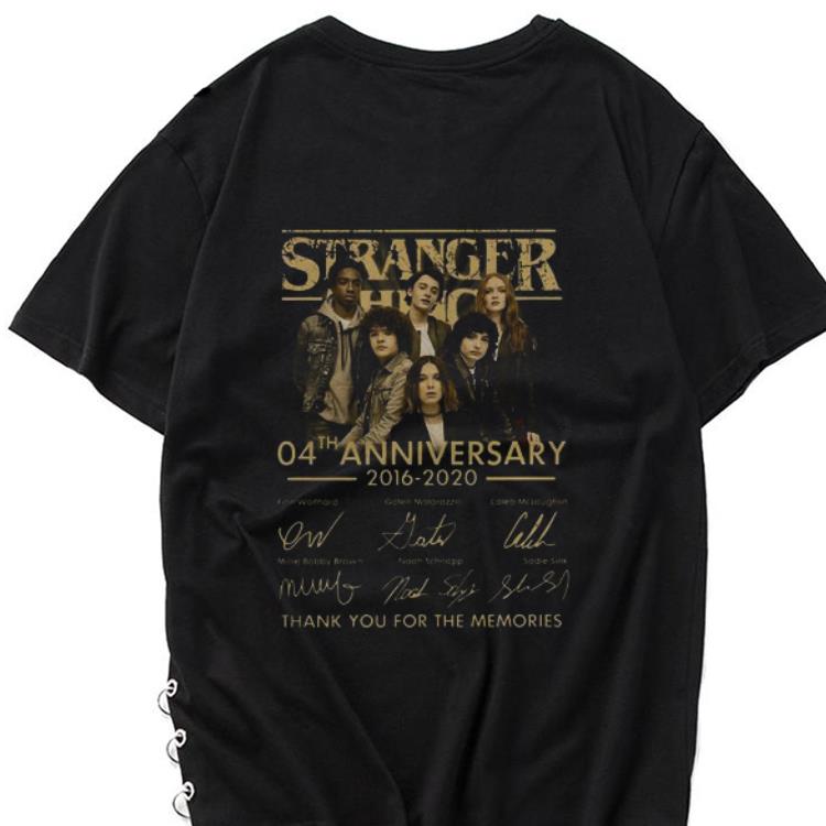 Hot Stranger Things 04th anniversary 2016 2020 signatures thank you for the memories shirt 1 - Hot Stranger Things 04th anniversary 2016-2020 signatures thank you for the memories shirt