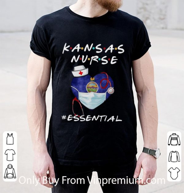 Premium Kansas Nurse Heart Stethoscope Kansas Flag #Essential shirt