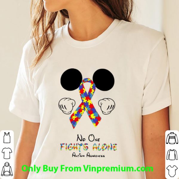 Hot Mickey Mouse No One Fights Alone Autism Awareness shirt