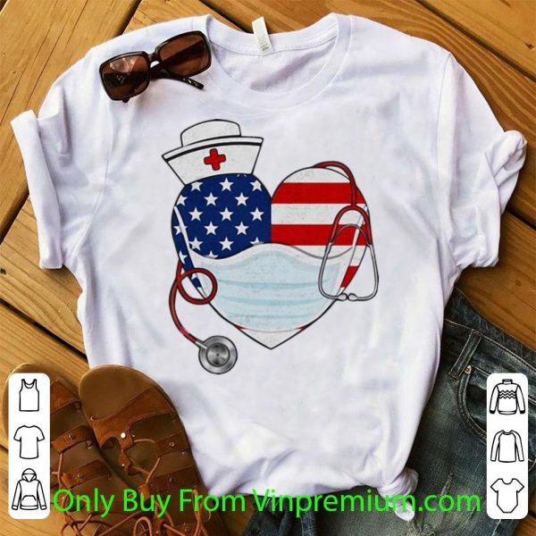 Premium American Flag Nurse Stethoscope Heart shirt