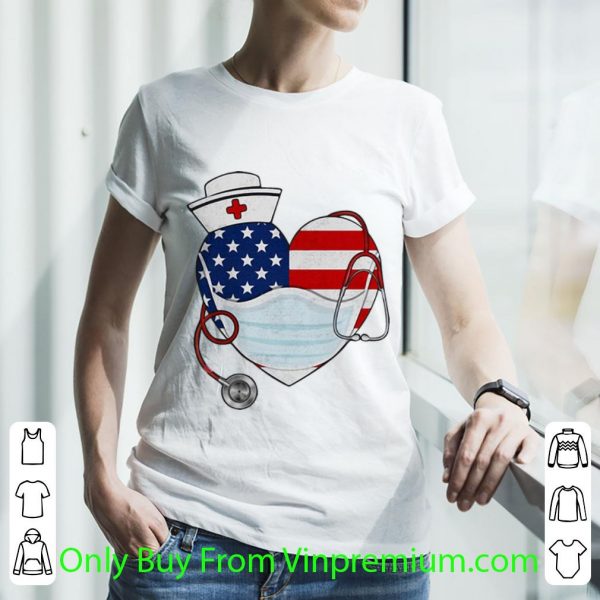 Premium American Flag Nurse Stethoscope Heart shirt