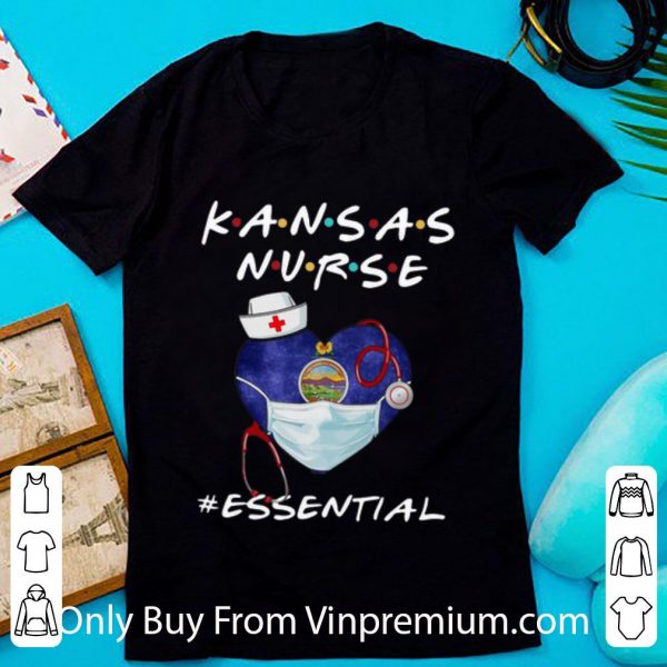 Premium Kansas Nurse Heart Stethoscope Kansas Flag #Essential shirt