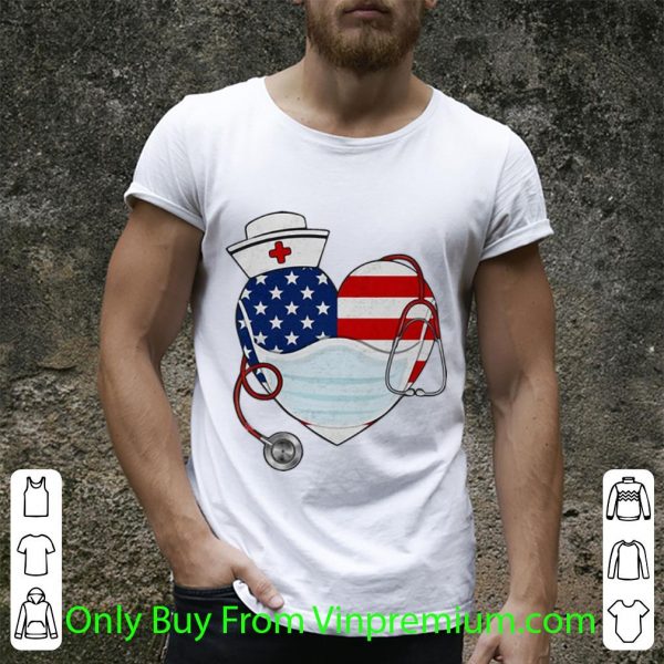 Premium American Flag Nurse Stethoscope Heart shirt
