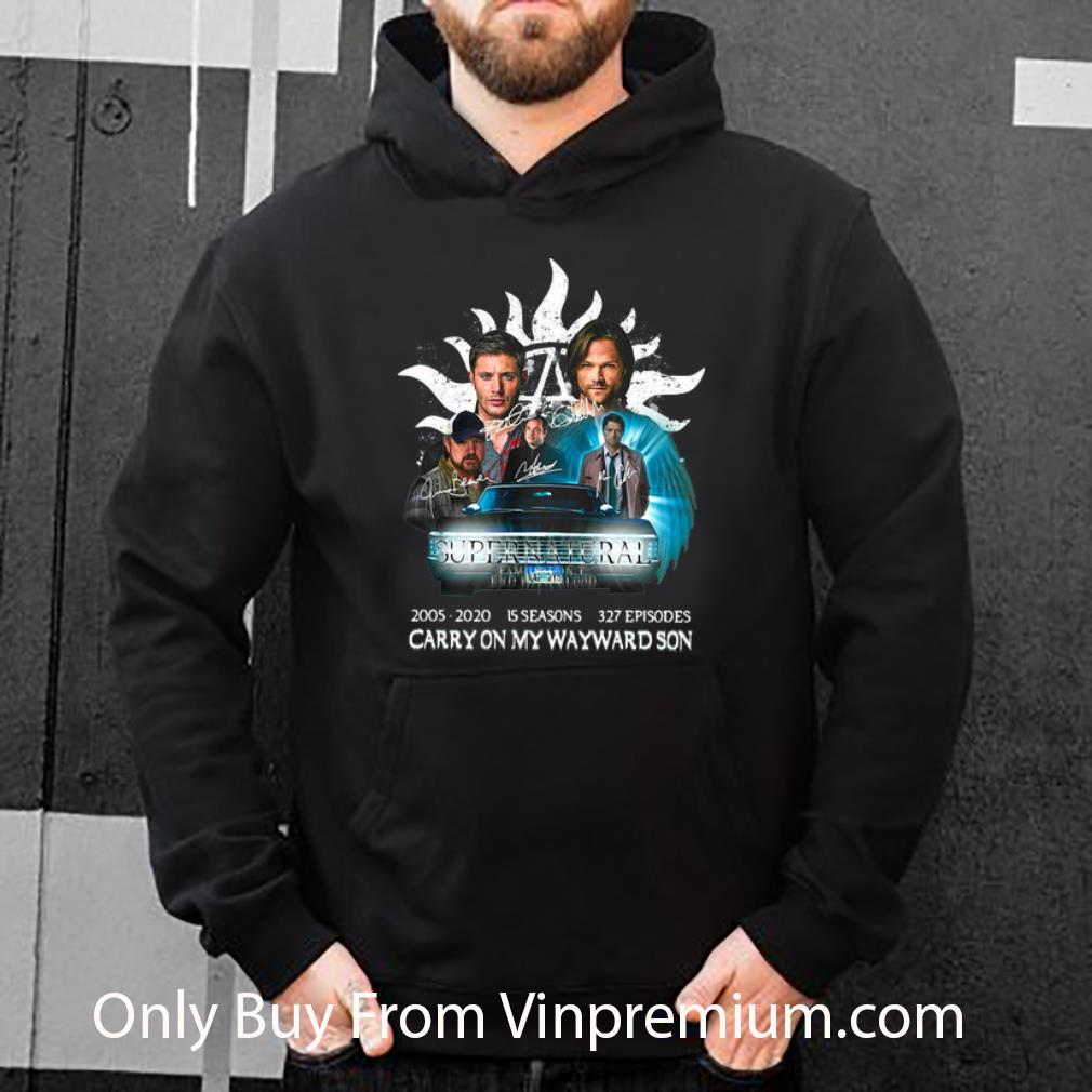 66f2809c top supernatural 15 seasons 327 episodes carry on my wayward son shirt 4 - Top Supernatural 15 Seasons 327 Episodes Carry On My Wayward Son shirt