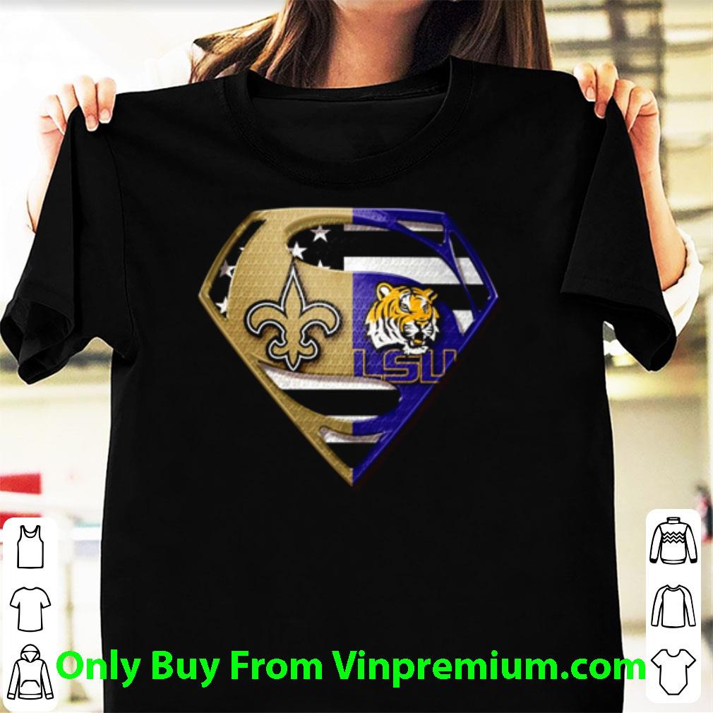 Top New Orleans Saints And Lsu Tigers Inside Superman shirt