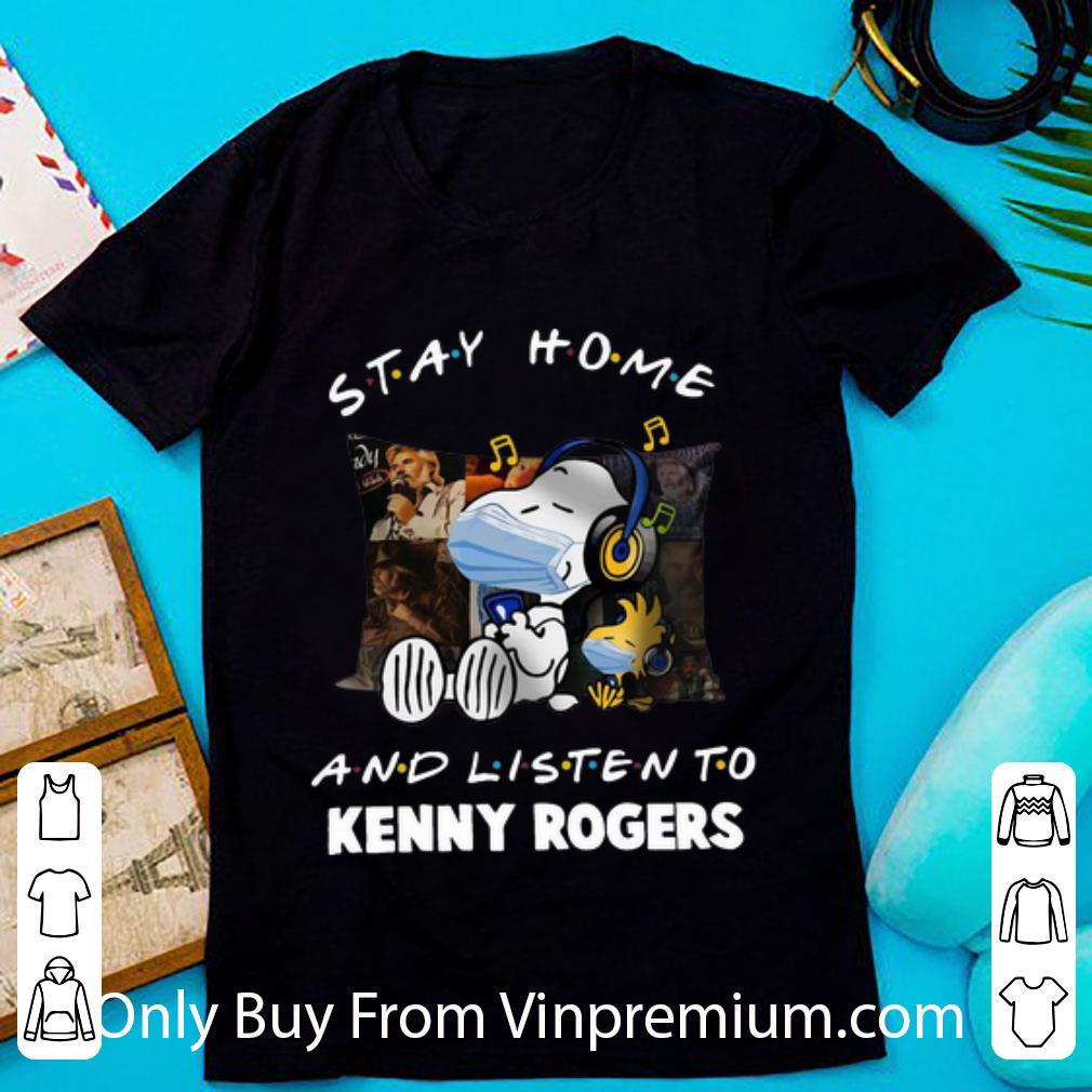 Awesome Snoopy And Woodstock Stay Home And Listen To Kenny Rogers shirt