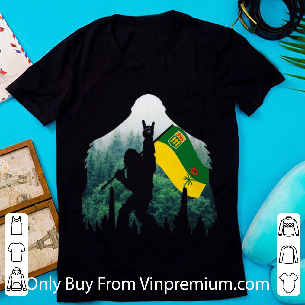 Hot Bigfoot In The Forest Saskatchewan Flag shirt