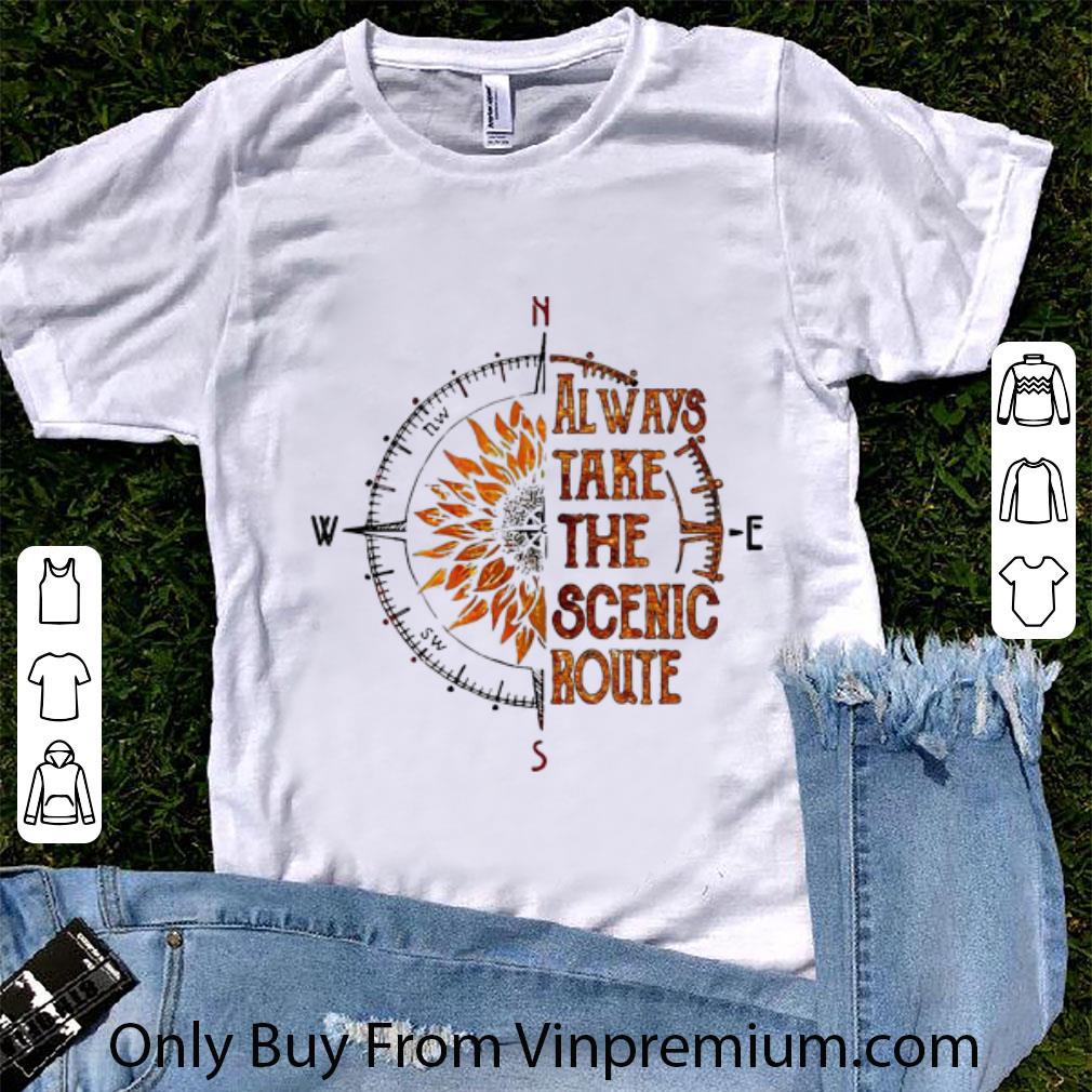 Nice Sunflowers Compass Always Take The Scenic Route shirt