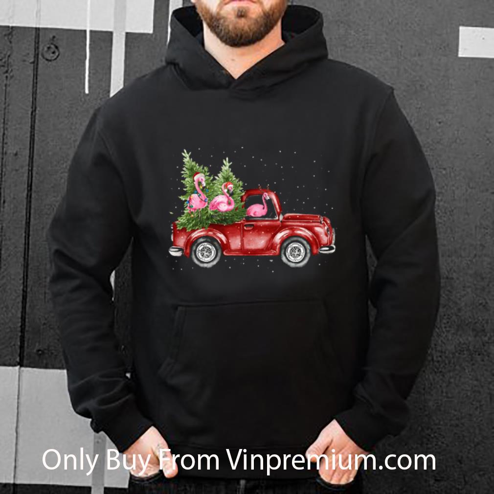 76253473 awesome flamingos ride red truck christmas shirt 4 - Awesome Flamingos Ride Red Truck Christmas shirt