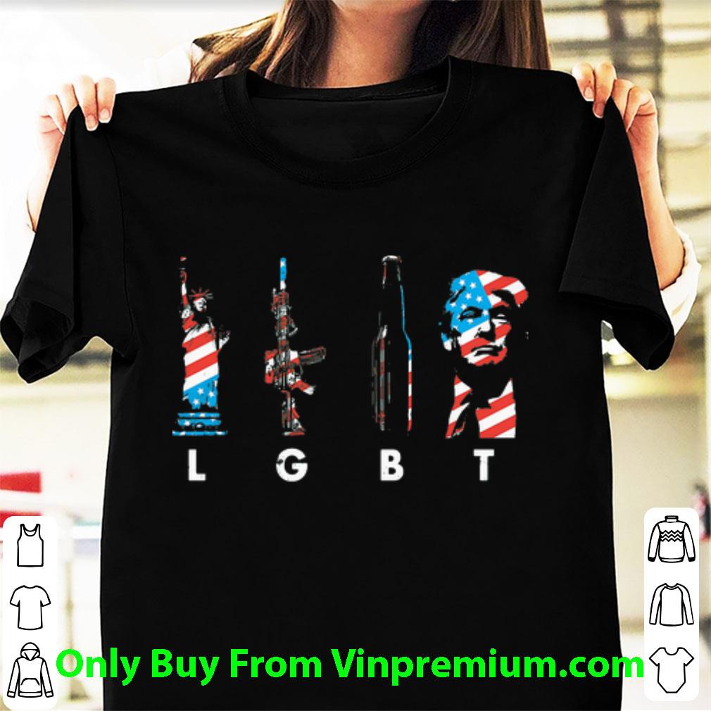 Official LGBT Liberty Guns Beer Trump American Flag shirt