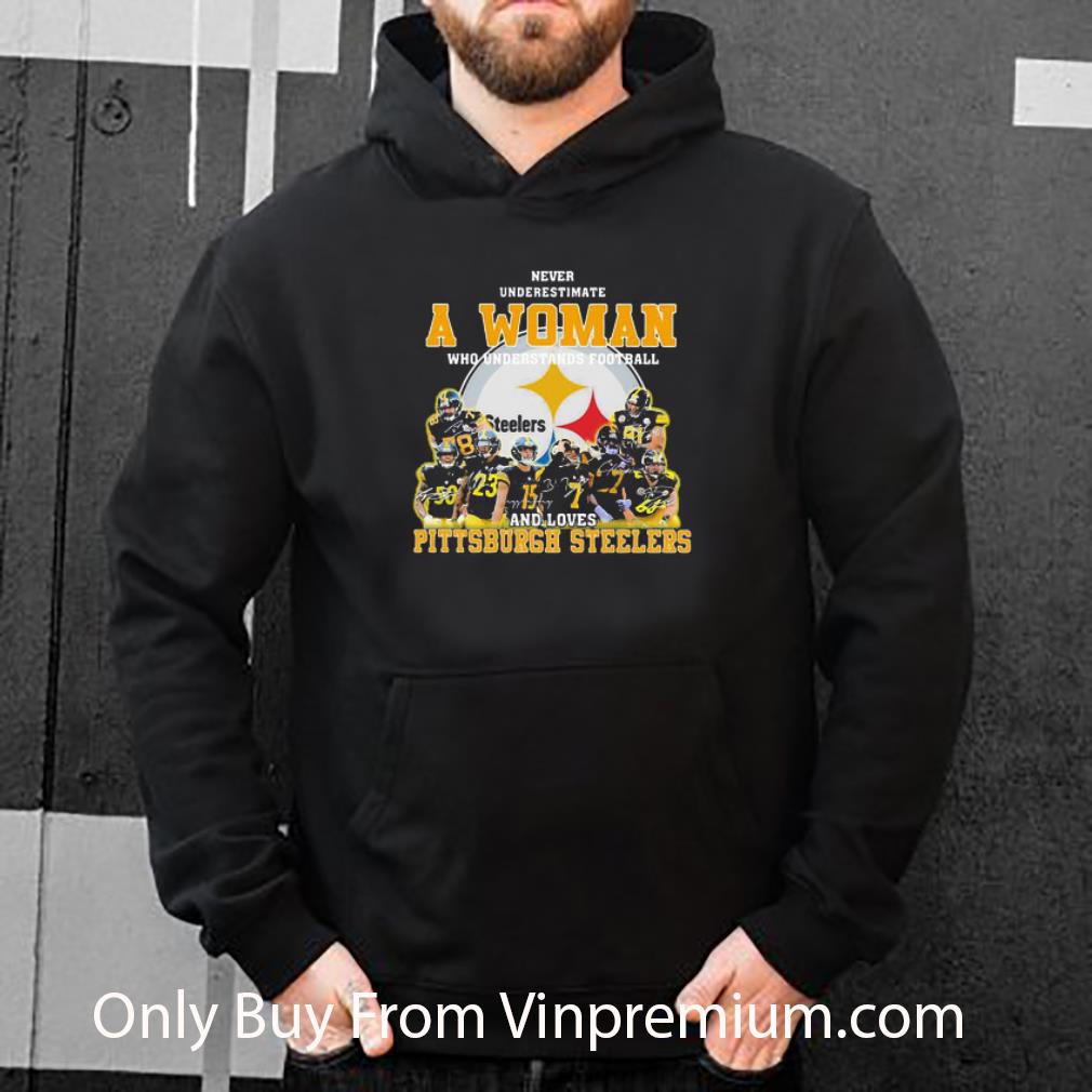 36e84fda awesome never underestimate a woman who understands football pittsburgh steelers signatures shirt 4 - Awesome Never Underestimate A Woman Who Understands Football Pittsburgh Steelers Signatures shirt