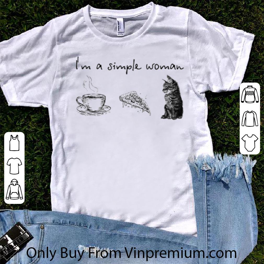 Great I’m A Simple Woman Coffee Pizza And Cat shirt