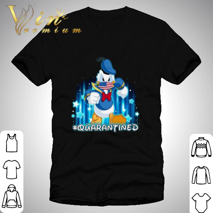 Donald duck face mask quarantined American flag shirt