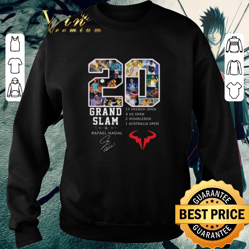93672746 funny 20 grand slam rafael nadal signature 13 french open 4 us open shirt 4 - Funny 20 Grand Slam Rafael Nadal signature 13 French Open 4 US Open shirt