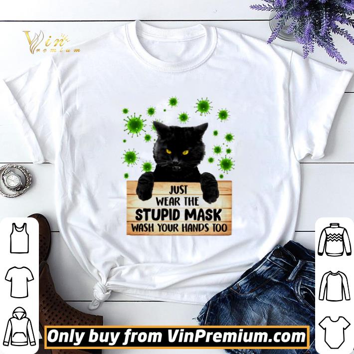 Black cat covid 19 just wear the stupid mask wash your hands too shirt sweater