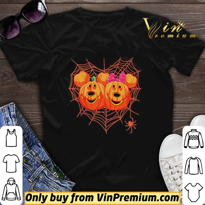Awesome Happy halloween mickey and minnie mouse pumpkins heart spiderweb shirt sweater