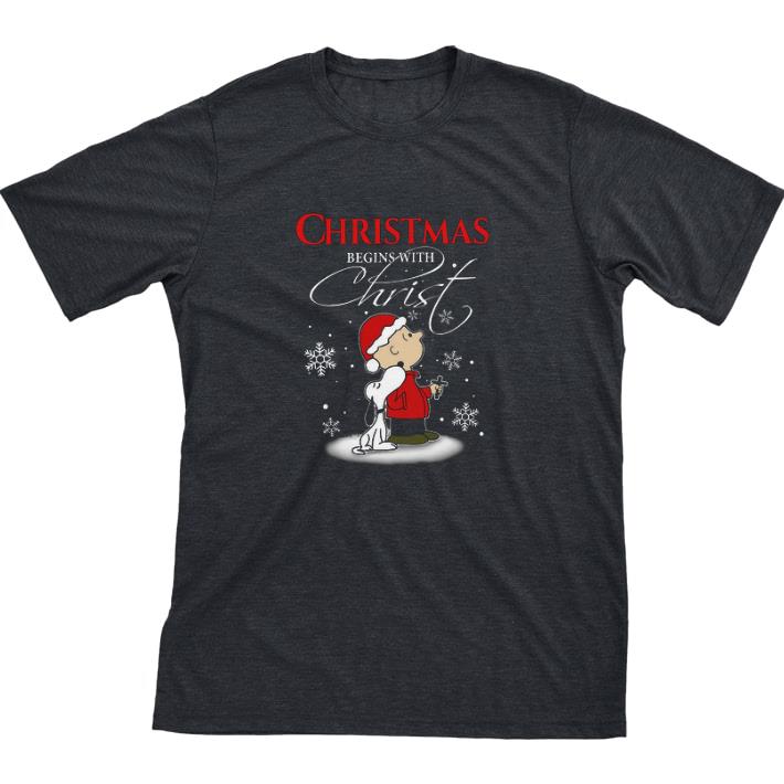 Funny Snoopy And Charlie Brown Christmas Begins With Christ tshirt sweatshirt