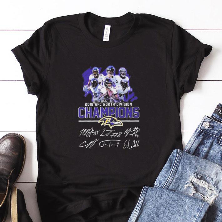 Funny Baltimore Ravens 2018 AFC North Division Champions signatures tshirt sweater